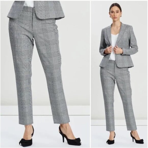Banana Republic Pants - Banana Republic Sloan Plaid Pants Womens Size 0 Grey Skinny Work Slacks Pockets